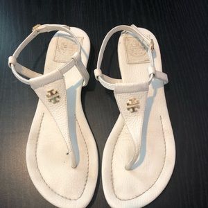 Tory Burch White leather and gold sandals